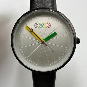 Crayo Metrics Watch Black Unisex 36MM Round Dial Leather Band New Battery